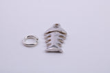Fish Bone Charm, Traditional Charm, Made from Solid 925 Grade Sterling Silver, Complete with Attachment Link