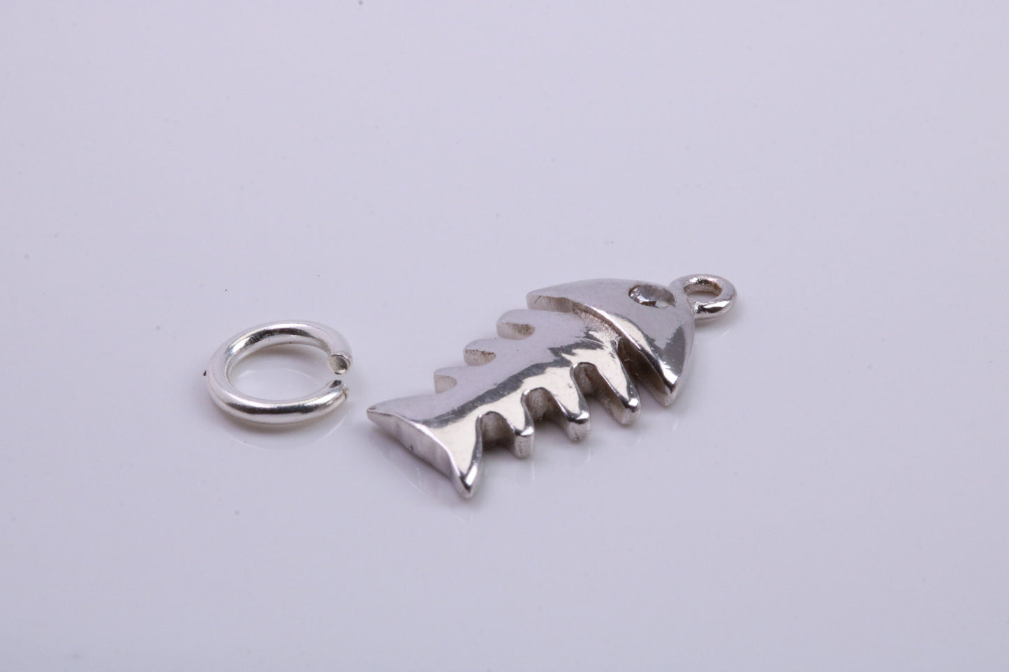 Fish Bone Charm, Traditional Charm, Made from Solid 925 Grade Sterling Silver, Complete with Attachment Link