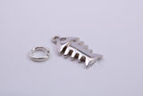 Fish Bone Charm, Traditional Charm, Made from Solid 925 Grade Sterling Silver, Complete with Attachment Link