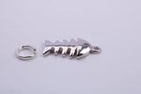Fish Bone Charm, Traditional Charm, Made from Solid 925 Grade Sterling Silver, Complete with Attachment Link