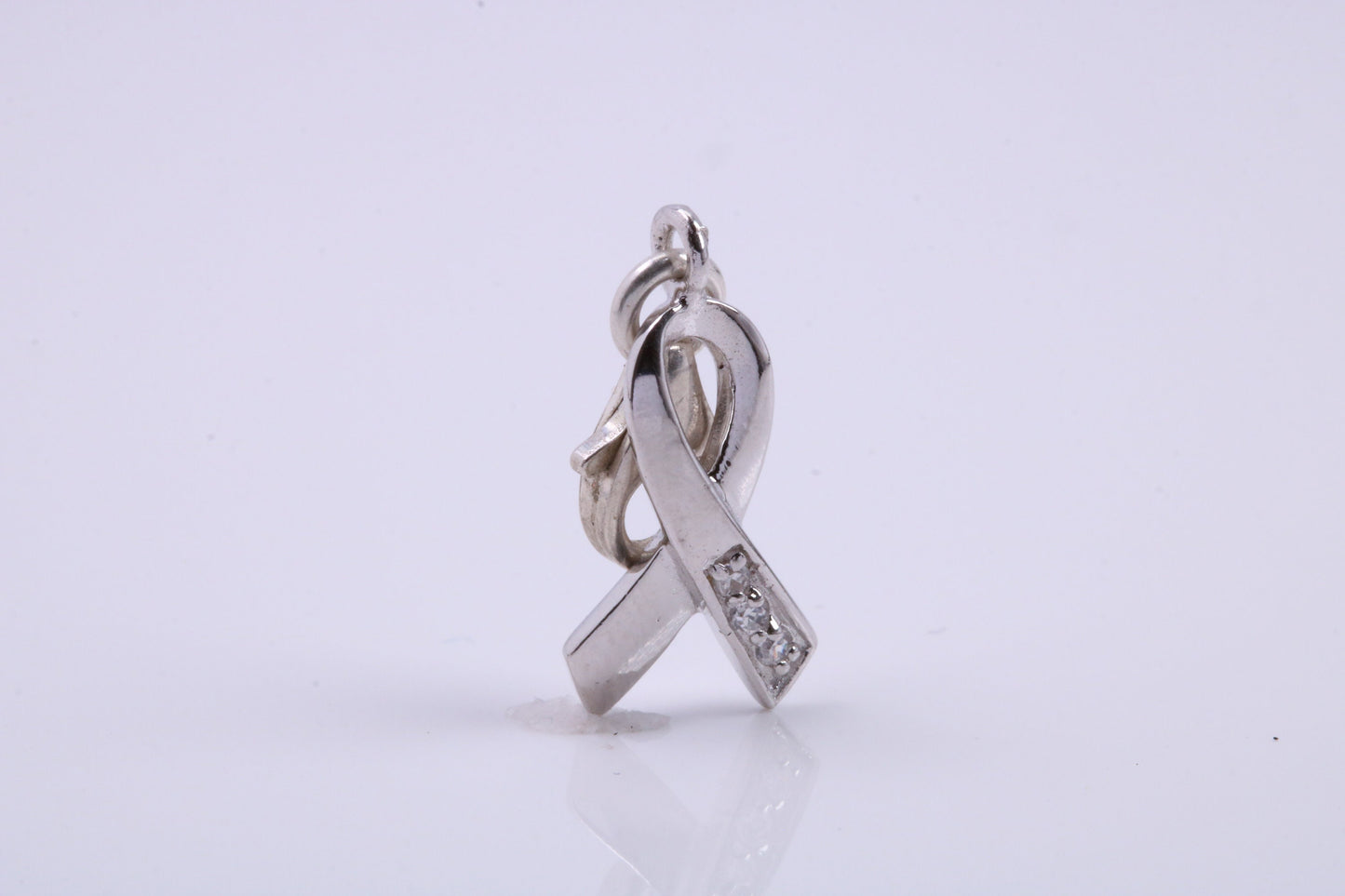 Ribbon Charm, Traditional Charm, Made from Solid 925 Grade Sterling Silver, Complete with Attachment Link