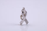 Ribbon Charm, Traditional Charm, Made from Solid 925 Grade Sterling Silver, Complete with Attachment Link
