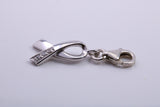 Ribbon Charm, Traditional Charm, Made from Solid 925 Grade Sterling Silver, Complete with Attachment Link
