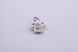 Pearl set Flower Charm, Traditional Charm, Made from Solid 925 Grade Sterling Silver, Complete with Attachment Link