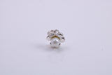 Pearl set Flower Charm, Traditional Charm, Made from Solid 925 Grade Sterling Silver, Complete with Attachment Link