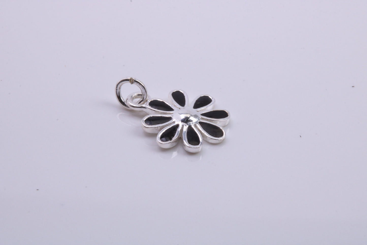 Daisy Flower Charm, Traditional Charm, Made from Solid 925 Grade Sterling Silver, Complete with Attachment Link