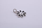 Daisy Flower Charm, Traditional Charm, Made from Solid 925 Grade Sterling Silver, Complete with Attachment Link