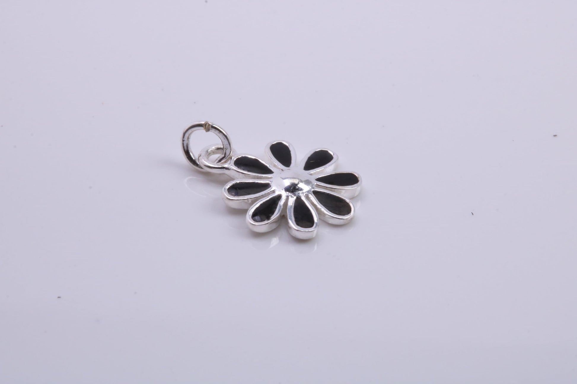 Daisy Flower Charm, Traditional Charm, Made from Solid 925 Grade Sterling Silver, Complete with Attachment Link