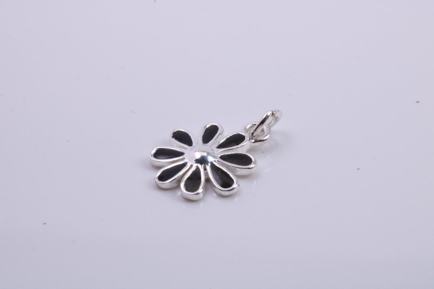 Daisy Flower Charm, Traditional Charm, Made from Solid 925 Grade Sterling Silver, Complete with Attachment Link