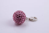 Pink C Z set Ball Charm, Traditional Charm, Made from Solid 925 Grade Sterling Silver, Complete with Attachment Link