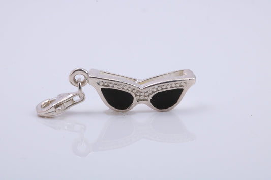 Spectacles Charm, Traditional Charm, Made from Solid 925 Grade Sterling Silver, Complete with Attachment Link