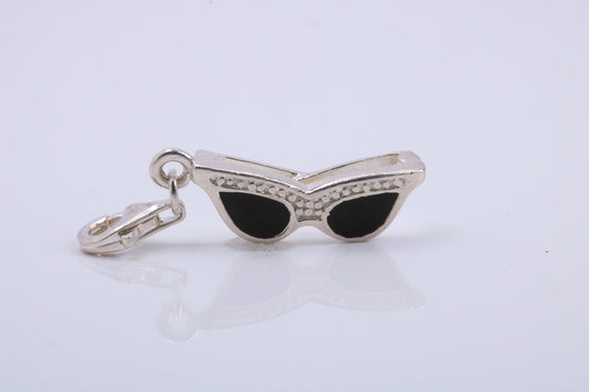 Spectacles Charm, Traditional Charm, Made from Solid 925 Grade Sterling Silver, Complete with Attachment Link