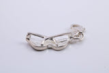 Spectacles Charm, Traditional Charm, Made from Solid 925 Grade Sterling Silver, Complete with Attachment Link