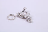 Speak no Evil Monkey Charm, Made from Solid Cast Silver, Complete with Attachment Link