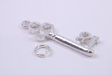 18th Birthday Key Charm, Traditional Charm, Made from Solid 925 Grade Sterling Silver, Complete with Attachment Link