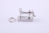 Sewing Machine Charm, Traditional Charm, Made from Solid 925 Grade Sterling Silver, Complete with Attachment Link