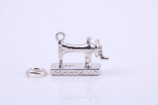 Sewing Machine Charm, Traditional Charm, Made from Solid 925 Grade Sterling Silver, Complete with Attachment Link