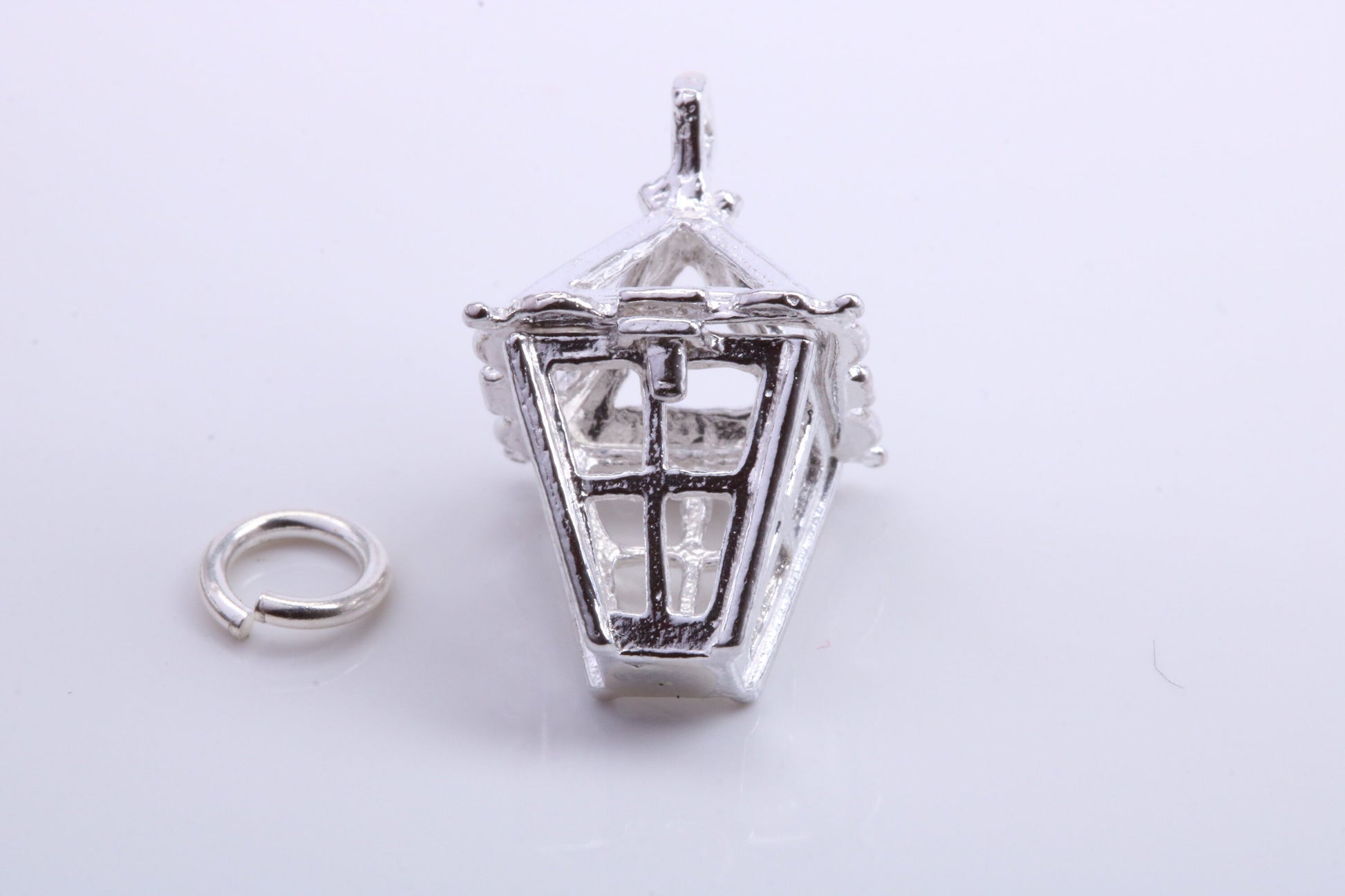 Lantern Charm, Traditional Charm, Made from Solid 925 Grade Sterling Silver, Complete with Attachment Link