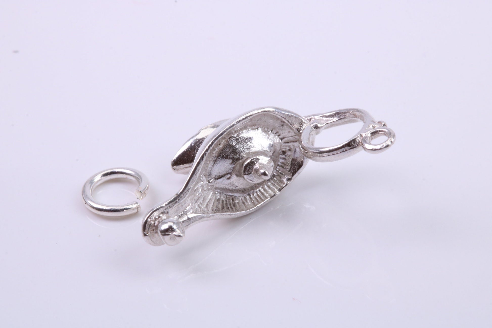 Magic Genie Lamp Charm, Traditional Charm, Made from Solid 925 Grade Sterling Silver, Complete with Attachment Link