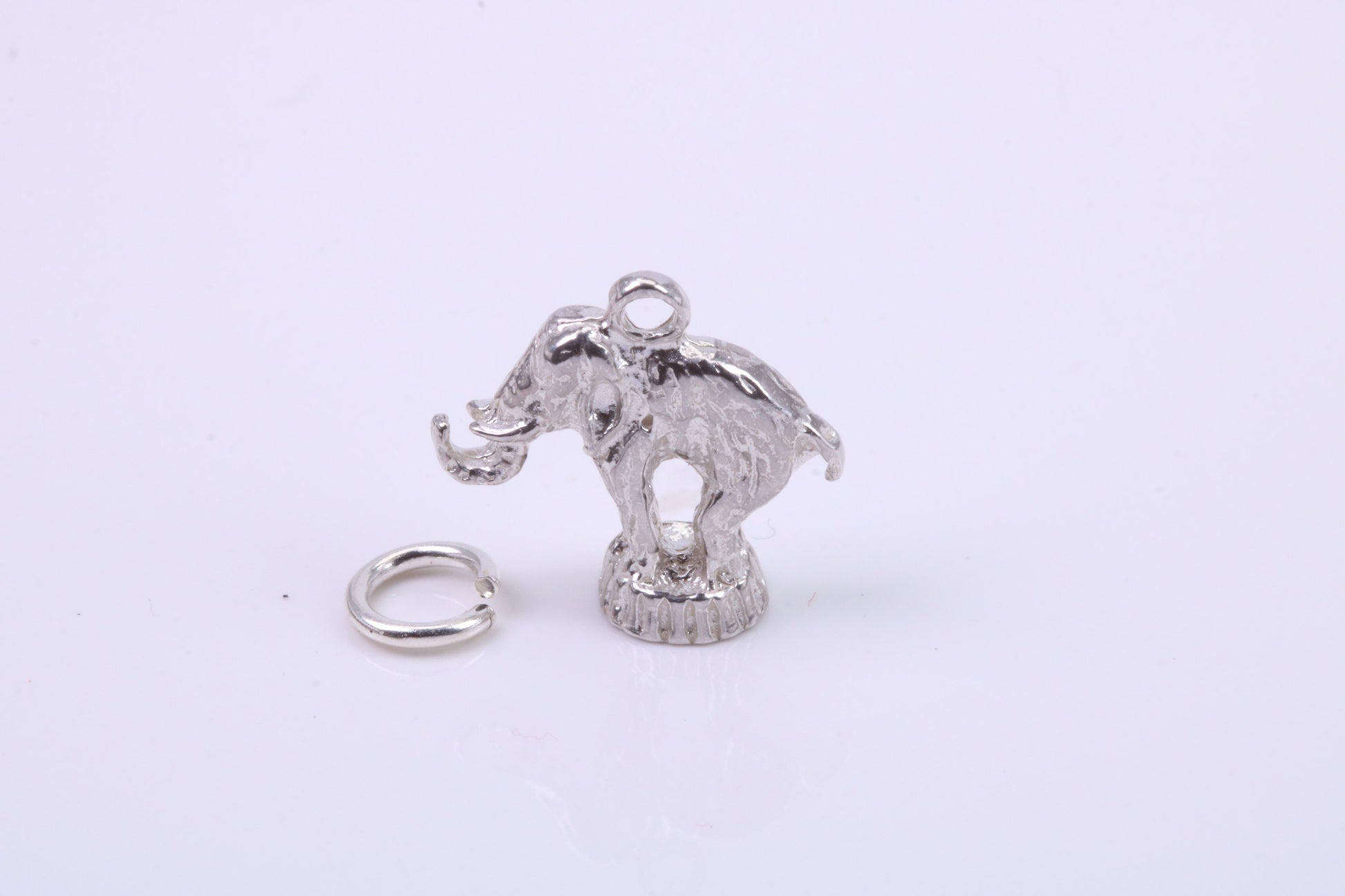 Circus Elephant Charm, Traditional Charm, Made from Solid 925 Grade Sterling Silver, Complete with Attachment Link