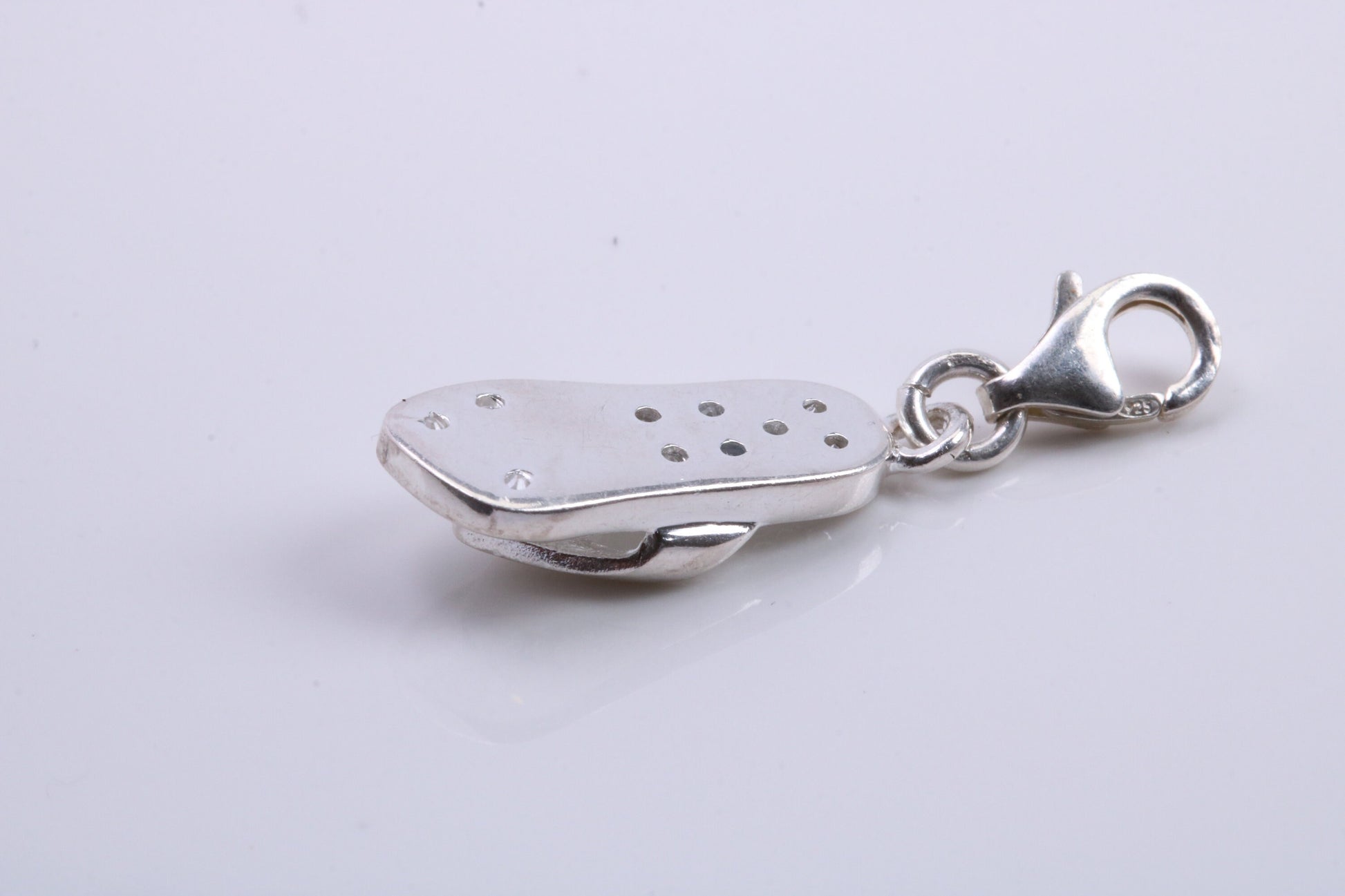 C Z set Sandal Charm, Traditional Charm, Made from Solid 925 Grade Sterling Silver, Complete with Attachment Link