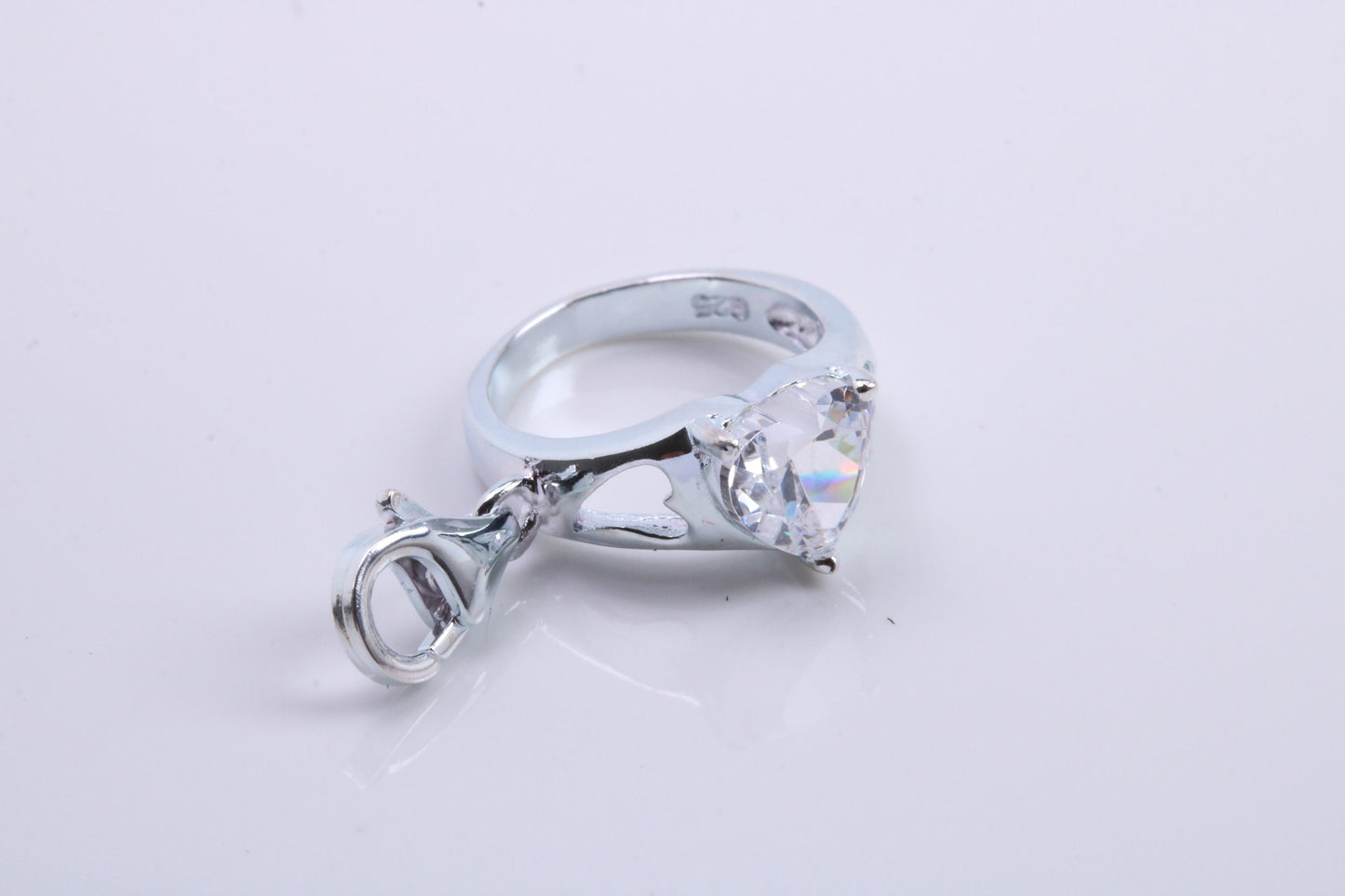 Engagement Ring Charm, Traditional Charm, Made from Solid 925 Grade Sterling Silver, Complete with Attachment Link