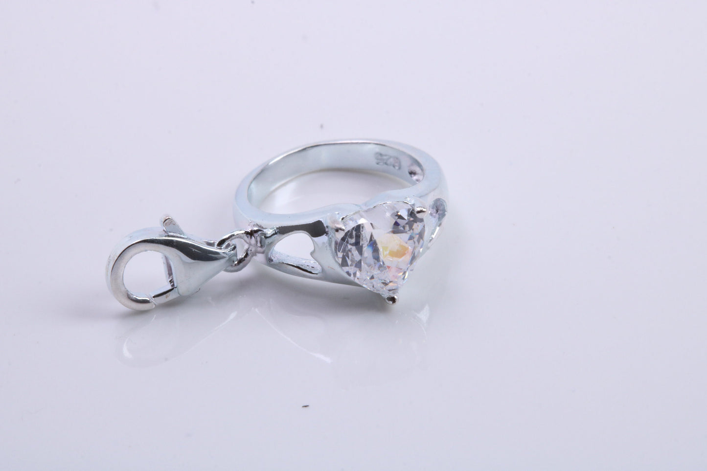 Engagement Ring Charm, Traditional Charm, Made from Solid 925 Grade Sterling Silver, Complete with Attachment Link