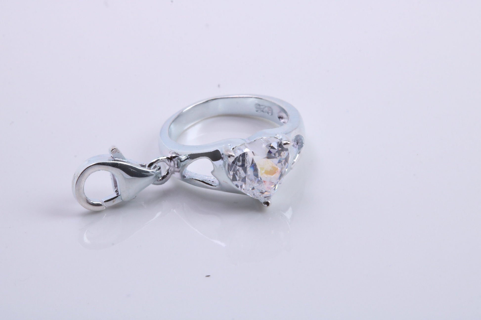Engagement Ring Charm, Traditional Charm, Made from Solid 925 Grade Sterling Silver, Complete with Attachment Link