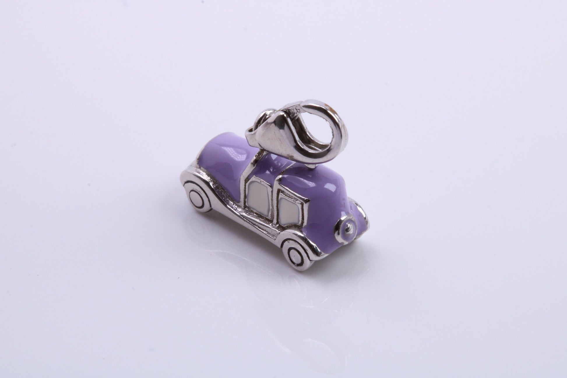 Car Charm, Traditional Charm, Made from Solid 925 Grade Sterling Silver, Complete with Attachment Link