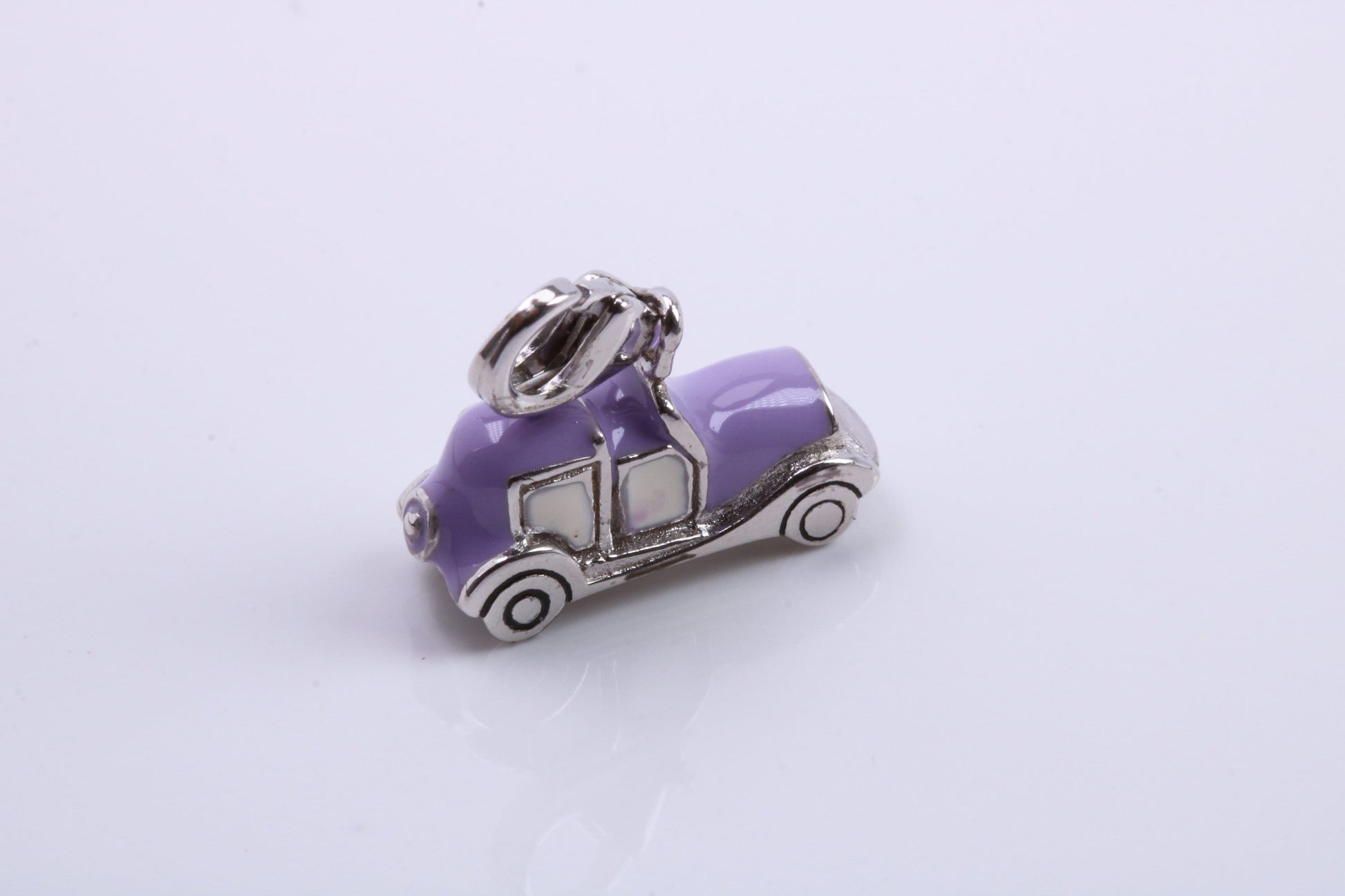 Car Charm, Traditional Charm, Made from Solid 925 Grade Sterling Silver, Complete with Attachment Link