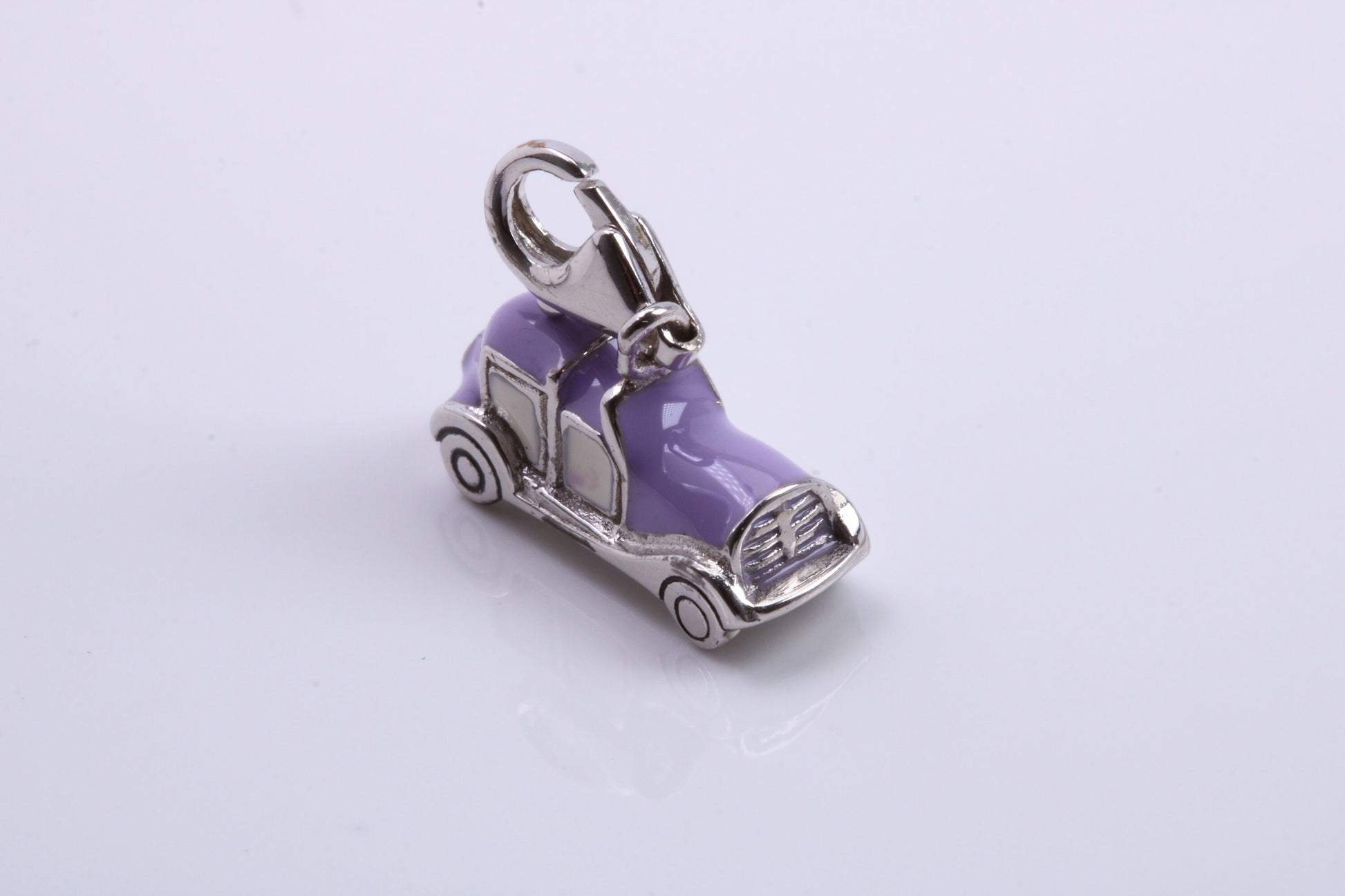 Car Charm, Traditional Charm, Made from Solid 925 Grade Sterling Silver, Complete with Attachment Link