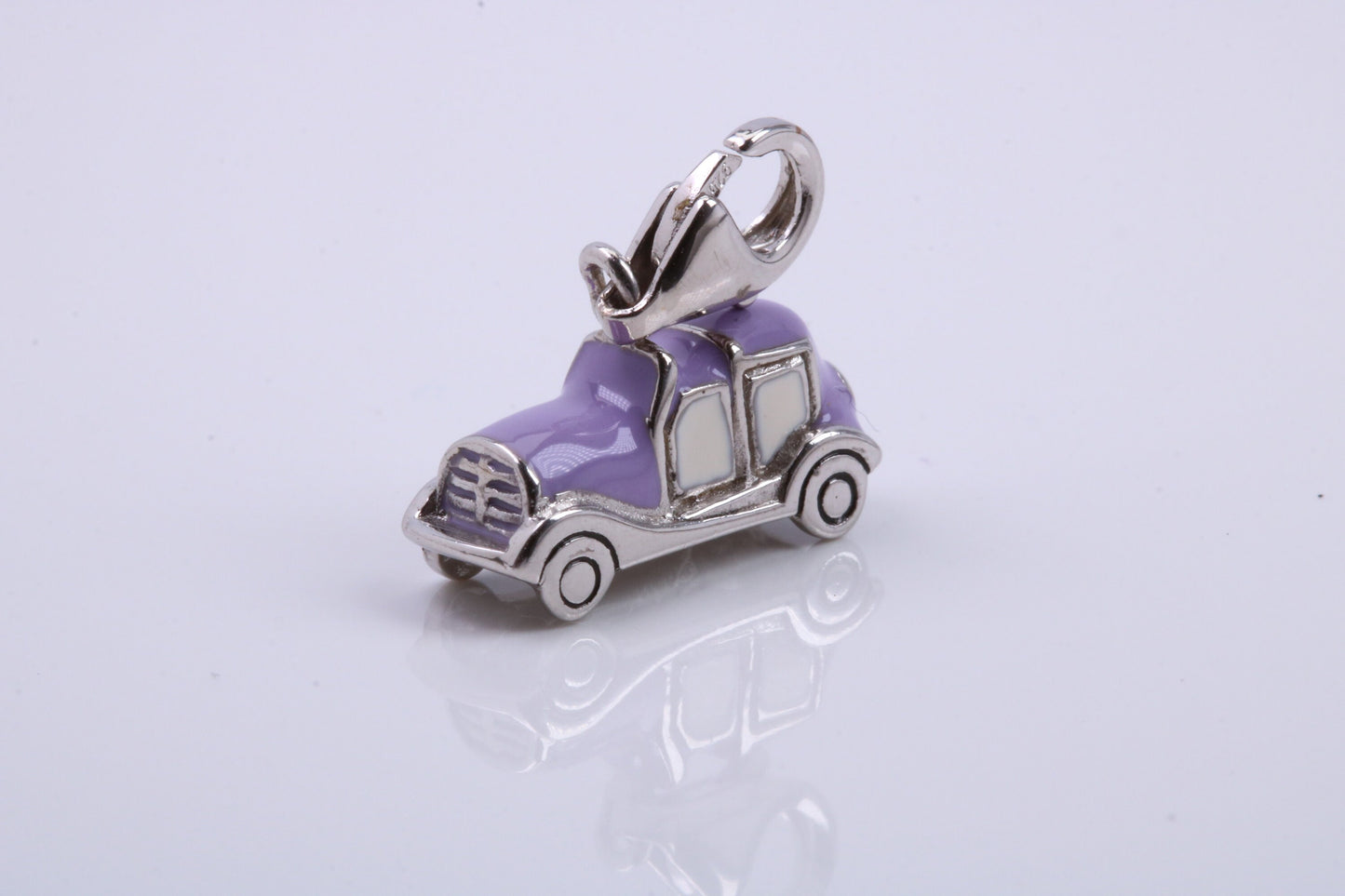 Car Charm, Traditional Charm, Made from Solid 925 Grade Sterling Silver, Complete with Attachment Link