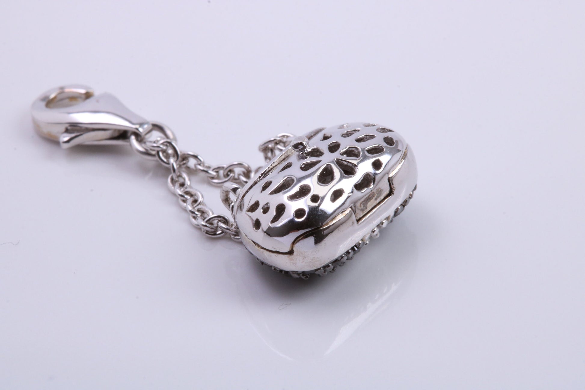 Opening Hand Bag Charm, Traditional Charm, Made from Solid 925 Grade Sterling Silver, Complete with Attachment Link