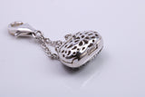 Opening Hand Bag Charm, Traditional Charm, Made from Solid 925 Grade Sterling Silver, Complete with Attachment Link