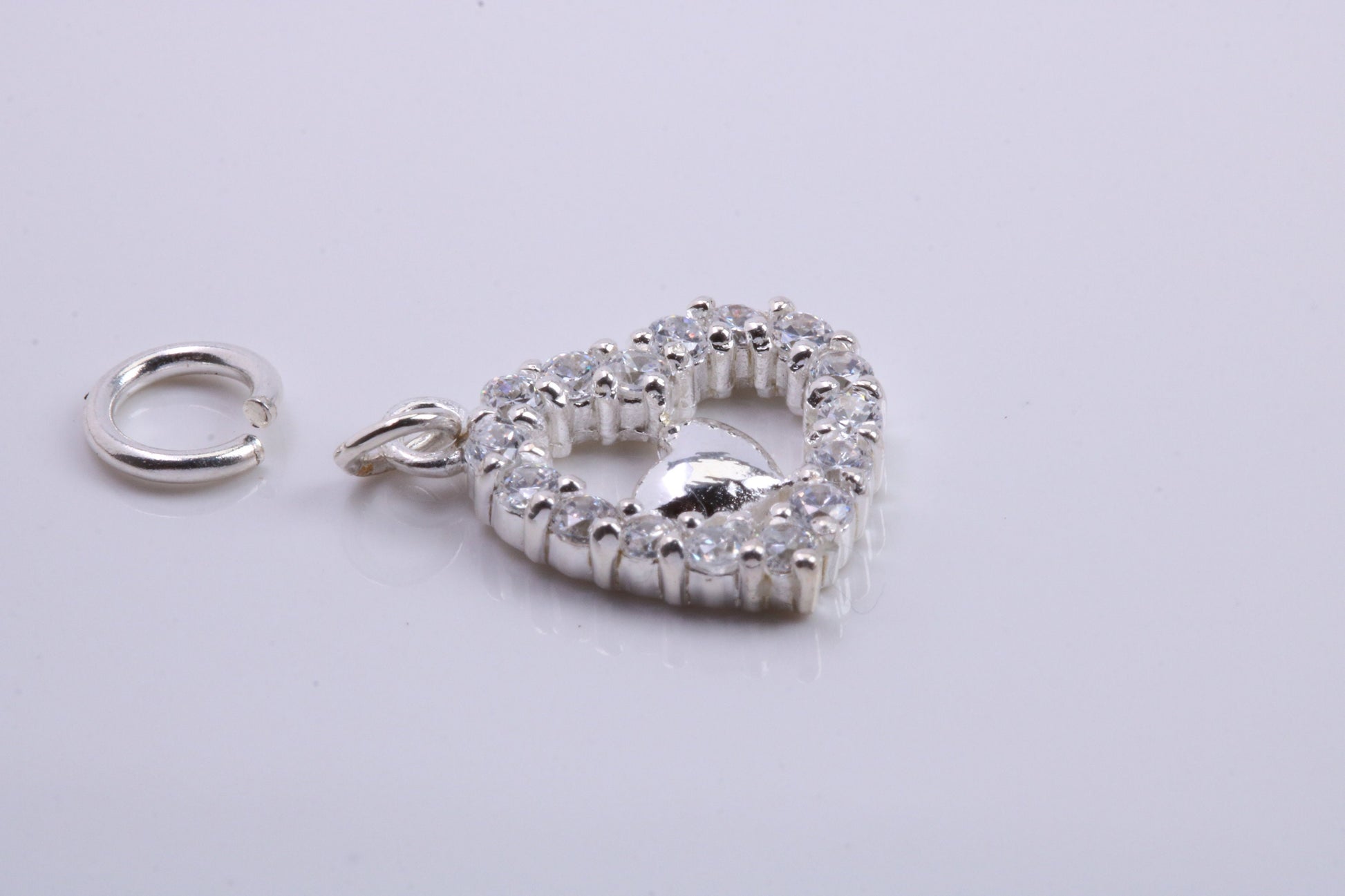 Love Heart Charm, Traditional Charm, Made from Solid 925 Grade Sterling Silver, Complete with Attachment Link
