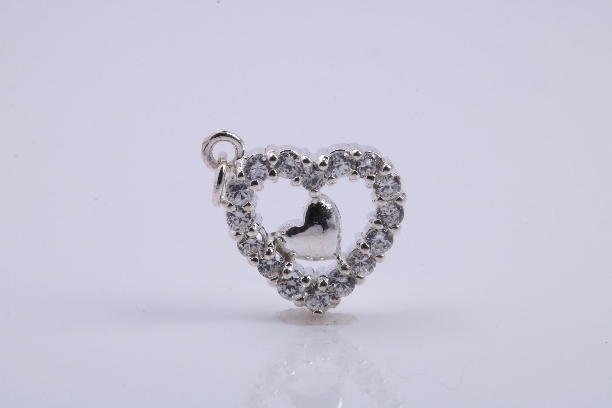 Love Heart Charm, Traditional Charm, Made from Solid 925 Grade Sterling Silver, Complete with Attachment Link