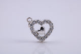 Love Heart Charm, Traditional Charm, Made from Solid 925 Grade Sterling Silver, Complete with Attachment Link