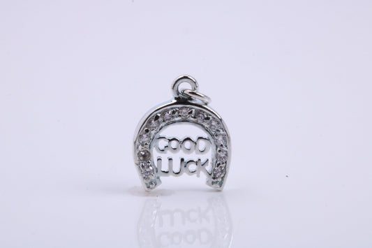 Good Luck Horse Shoe Charm, Traditional Charm, Made from Solid 925 Grade Sterling Silver, Complete with Attachment Link