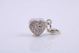 Love Heart Charm, Traditional Charm, Made from Solid 925 Grade Sterling Silver, Complete with Attachment Link