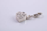 Love Heart Charm, Traditional Charm, Made from Solid 925 Grade Sterling Silver, Complete with Attachment Link