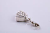 Love Heart Charm, Traditional Charm, Made from Solid 925 Grade Sterling Silver, Complete with Attachment Link