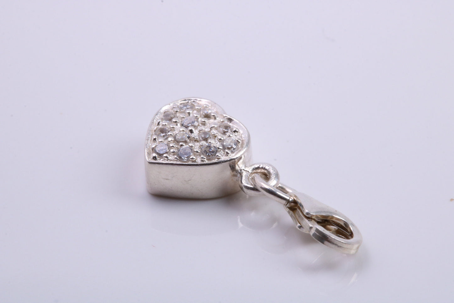 Love Heart Charm, Traditional Charm, Made from Solid 925 Grade Sterling Silver, Complete with Attachment Link