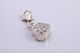 Love Heart Charm, Traditional Charm, Made from Solid 925 Grade Sterling Silver, Complete with Attachment Link