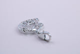 Love Heart Charm, Traditional Charm, Made from Solid 925 Grade Sterling Silver, Complete with Attachment Link
