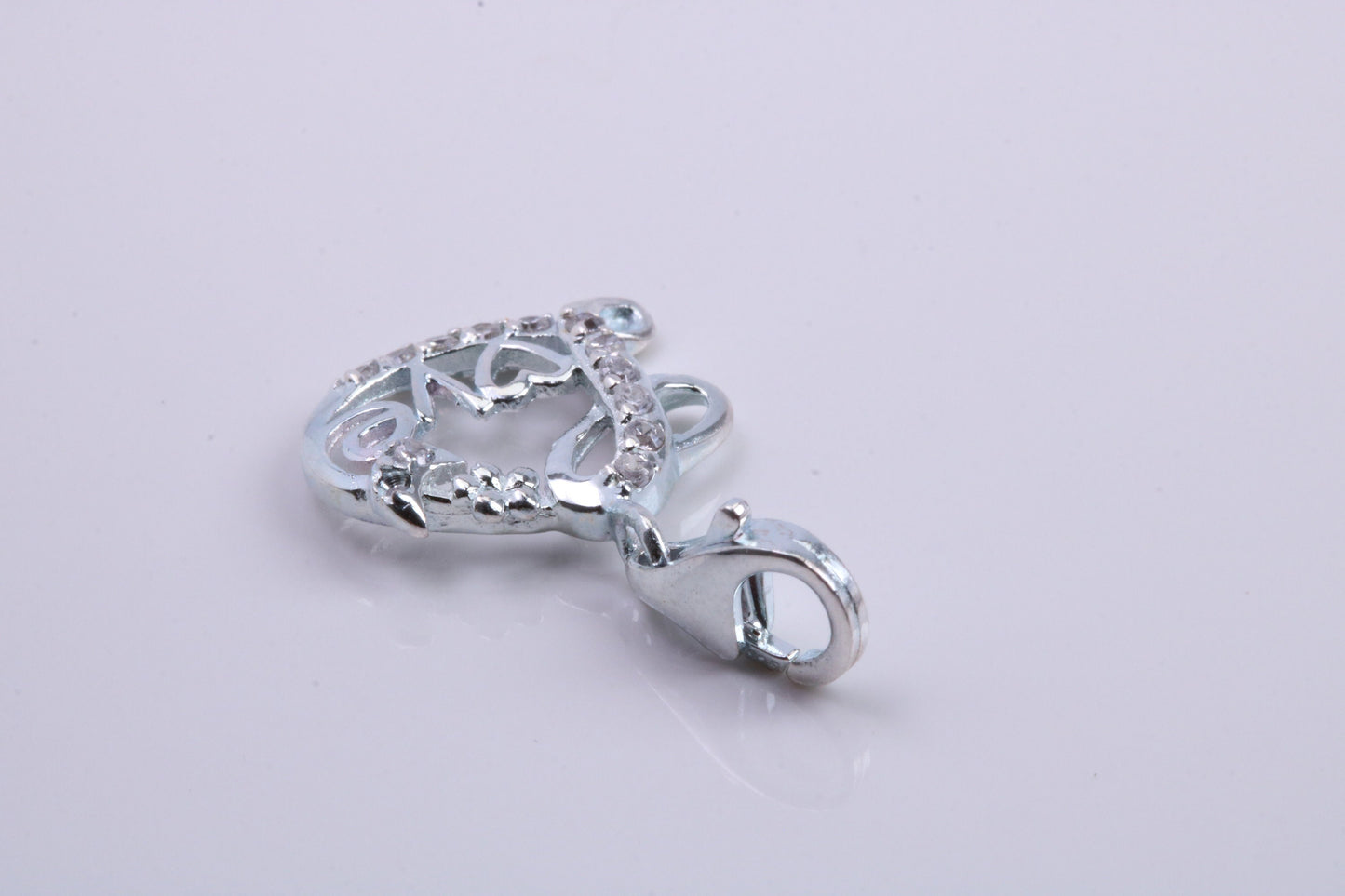 Love Heart Charm, Traditional Charm, Made from Solid 925 Grade Sterling Silver, Complete with Attachment Link