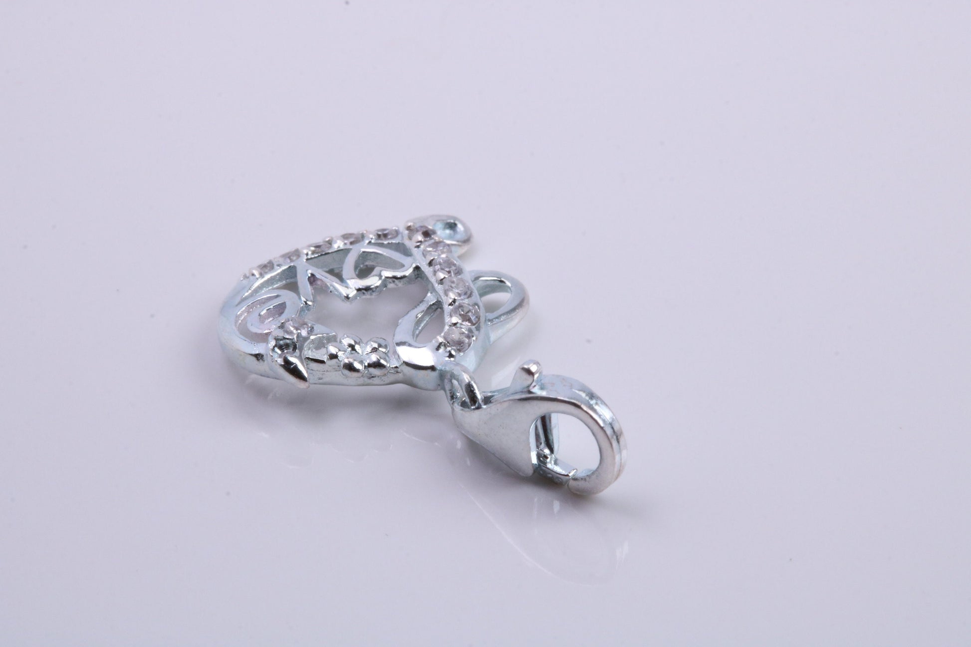 Love Heart Charm, Traditional Charm, Made from Solid 925 Grade Sterling Silver, Complete with Attachment Link