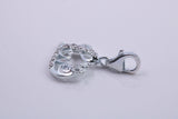 Love Heart Charm, Traditional Charm, Made from Solid 925 Grade Sterling Silver, Complete with Attachment Link