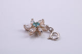Daisy Flower Charm, Traditional Charm, Made from Solid 925 Grade Sterling Silver, Complete with Attachment Link