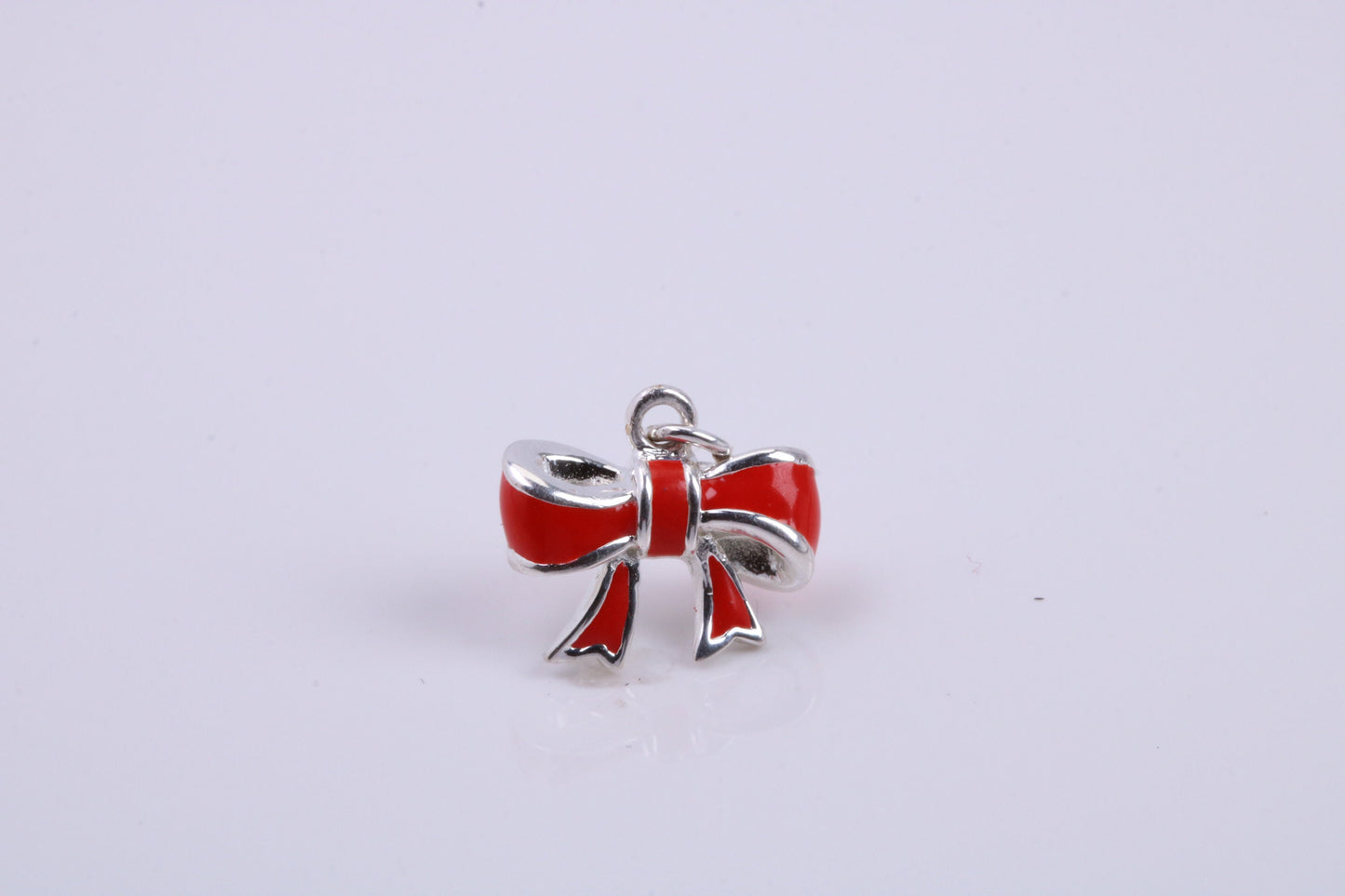 Red Ribbon Charm, Traditional Charm, Made from Solid 925 Grade Sterling Silver, Complete with Attachment Link