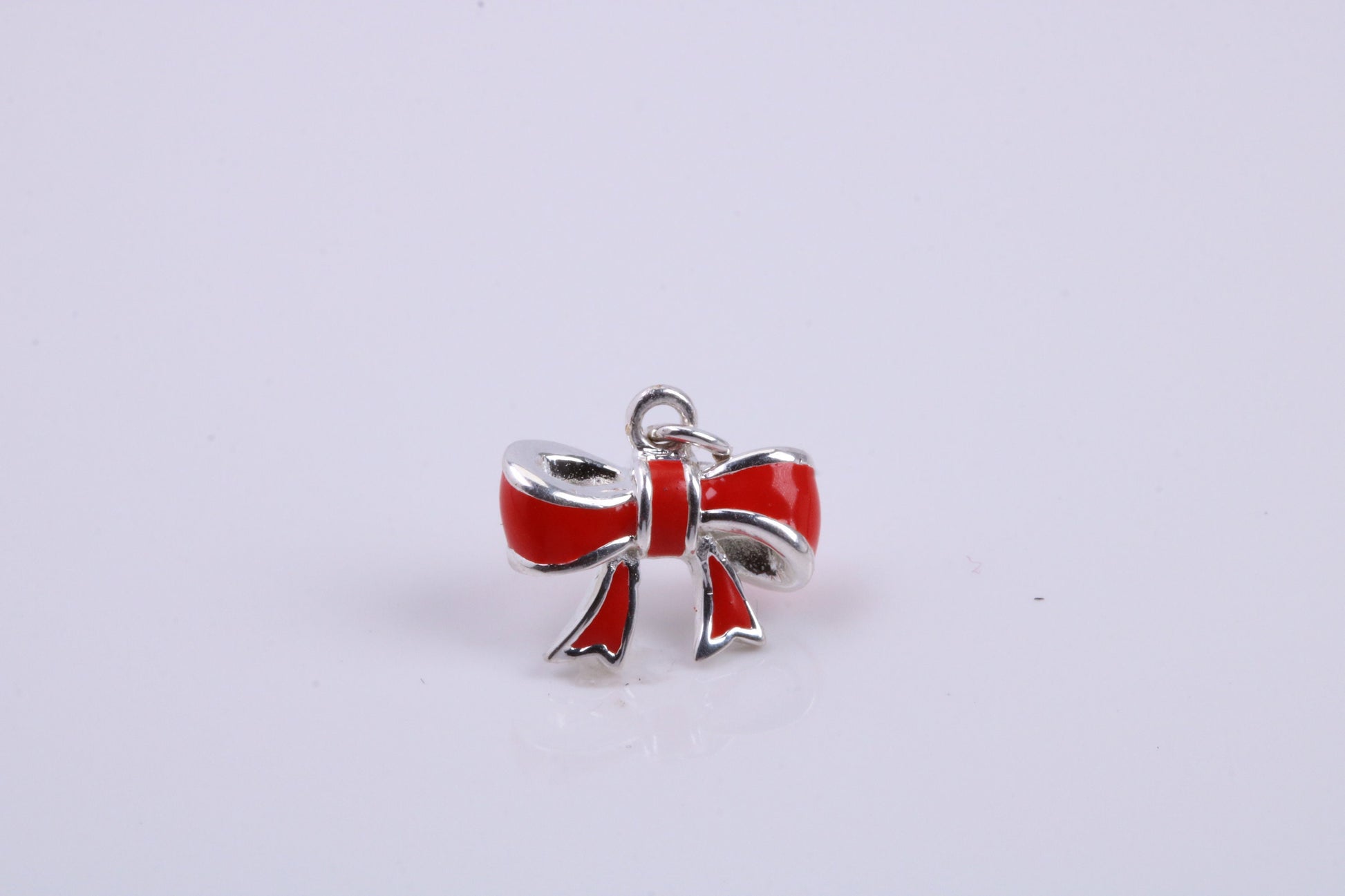 Red Ribbon Charm, Traditional Charm, Made from Solid 925 Grade Sterling Silver, Complete with Attachment Link